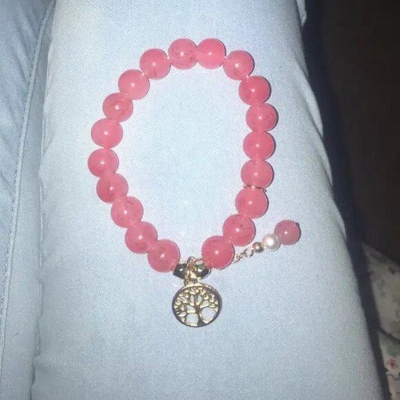 Pink Tree Charm Beaded Bracelet - Picture 4 of 4